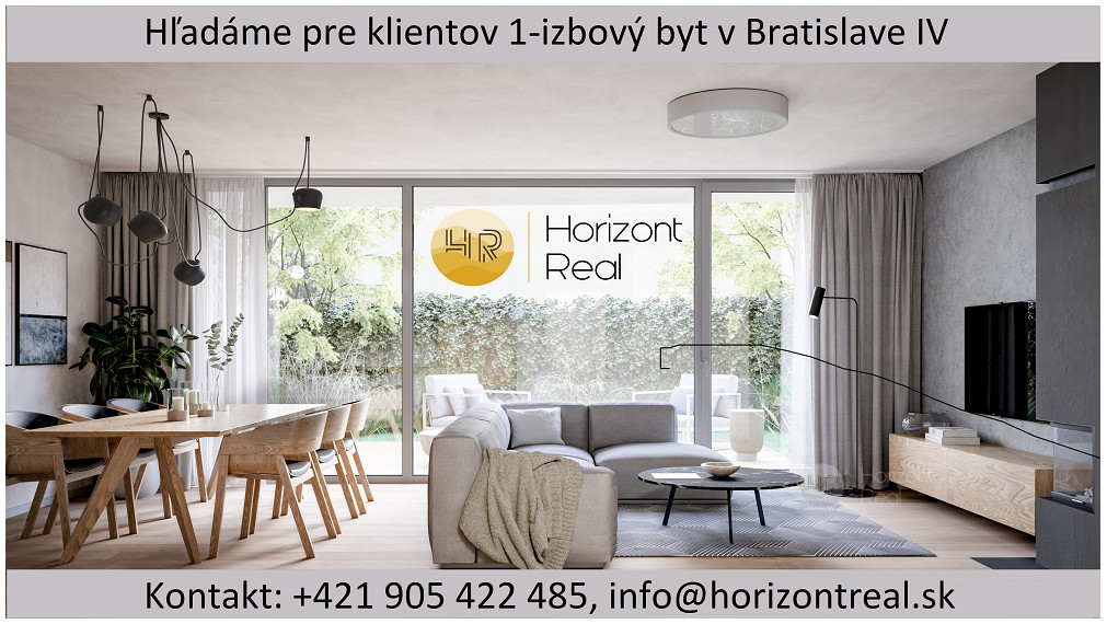 Horizont real hľadá pre klientov 1-izbový byt v Bratislave IV